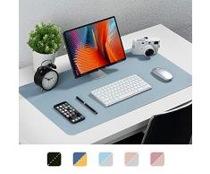 Knodel Pad de Bureau, Tapis de Bureau, Tapis en Cuir dunité Centrale de 40cm x 80cm, Tapis de Portable, Tableau décriture étanche pour Bureau et Maison, Double Face (Bleu Clair/Argent)
