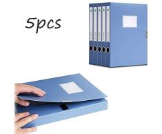 Vommpe 5pcs Boite Archive Plastique Rangement Papier Administratif Chemises et Pochettes de Classement Bleu