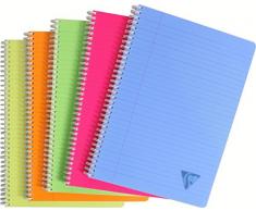 Clairefontaine 328145C - Un cahier à spirale Linicolor 100 pages 21x29,7 cm 90g lignées avec marge, couverture polypro (plastique) couleur aléatoire Fresh
