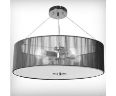 Suspension plafonnier en tissu - verre opale - Noir - Ø50 cm - 4 douilles - DIVERSES COULEURS AU CHOIX