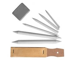 eBoot Accessoires de Dessin Set Mélange de Moignons et Tortillions Crayon de Verre Pointeur avec Gomme à Effacer, 8 Pièces