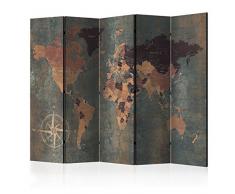 murando Carte du Monde Paravent 225x172 cm Réversible Deux Côtés Impression sur Toile intissée 100% Opaque Foto Paravent Décoratif en Bois avec Interieur Home Office k-A-0057-z-c