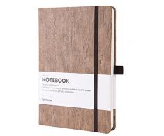Carnet Ligné/Ruled Notebook - Lemome Cahier décriture Relié écologique de Liège Naturel avec la Boucle de Stylo et le Papier épais de Qualité Supérieure + Diviseurs de Page Cadeaux, A5
