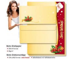 20 Pièces paper-media lot de 10 feuilles de papier à lettre motif de noël 10 enveloppes longues et sans fenêtre