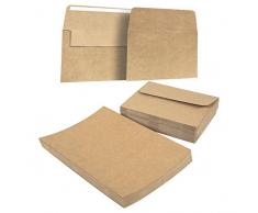 Lot de 50 enveloppes en papier en kraft brun A7 et 50 feuilles de carte de vœux – enveloppes avec rabat carré 13,3 x 18,4 cm – papier de carte de vœux 12,7 x 17,8 cm