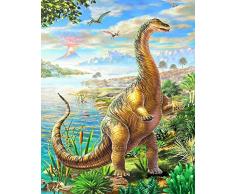 5D broderie diamant kit complet, peinture diamant 5d complet Dinosaure, DIY 5d diamant painting broderie artisanal sur tissu en toile idéal pour la décoration à la maison/salon/chambre/bureau 25x30cm