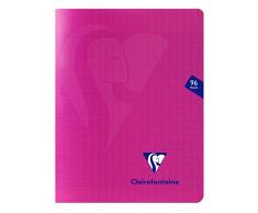 Clairefontaine 313741C - Un cahier piqué mimesys 17x22cm 96 pages grands carreaux, couverture polypro Rose