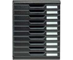 Exacompta-302414D-Modulo Eco Black Module de Classement 10 Tiroirs Noir