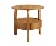 Table dappoint, 2 couches de table basse table dappoint en bois massif petite table ronde, sur la table de salon de simple canapé, tiroir lutrin rangement à domicile ( Color : A , Size : 60*60 CM )