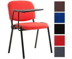 CLP Chaise Visiteur Ken Tissu et Tablette Rabattable I Chaise Salle de Conférence Stable Confortable Dossier et Assise Rembourrés I Couleur: Rouge