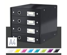 Leitz Bloc de Classement, 4 Tiroirs, A4, Click & Store, 60490095 - Noir