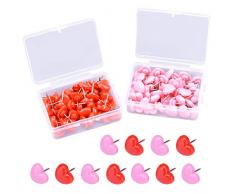 Dokpav 100pcs Punaise en Forme de Coeur Épingles, punaises Carte, Mur Mignon punaises décoratif, punaises babillards, punaises pour liège Conseil Maison et Bureau fichier Fixe décoratif(Rose,rouge)