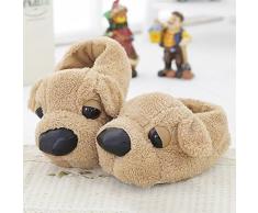 Pantoufles Couple Chaussons d'Intérieur Maison Bureau Chaud Chaussures Complet Mignon Motif Cartoon Chien Slippers Souple Antidérapante Confortable Cadeau de Noël pour Hommes Femmes EU 35-38