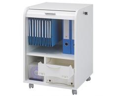 Tousmesmeubles Caisson Blanc sur roulettes à Rideau n°9 Taille S - CAROU - L 48 x l 48 x H 70 - Neuf