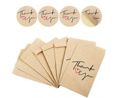 50pcs Pochette Petit Sac Papier en Kraft Sachet Courses Alimentaires Mini Cadeau Enveloppes Papier Vintage + 60pcs Autocollants pour Semences Bonbons Baptême Mariage Fête