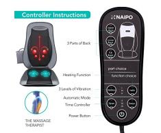 Naipo Siège de Massage Shiatsu Fauteuil Massant Coussin Masseur du Dos avec Chauffant pour Rouleau au Dos Complet pour Domicile Bureau Voiture