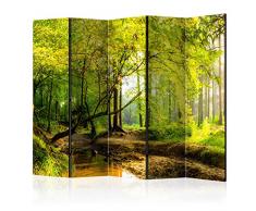 murando Paravent Nature 225x172 cm Réversible Deux Côtés Impression sur Toile intissée 100% Opaque Foto Paravent Décoratif en Bois avec Interieur Home Office Foret c-B-0354-z-c