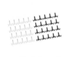 dailymall 40pcs Porte de Livre en Plastique, Lutrin de Livre pour Exposer Vaisselle, Livre, Photo ou Autre Décorations, Transparent et Noir