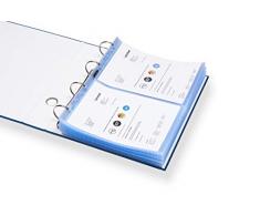 perfect line 100 pochettes transparentes de rangement pour collections, format A4, perforées translucides, divisées en 2 compartiments (A5-paysage), pochette plastique incolore avec ouverture en haut