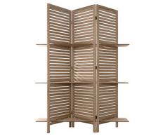 Atmosphera - Paravent Original avec 3 Étagères H 170 cm Coloris Naturel