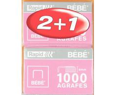 Rapid Agrafes BÉBÉ, Longueur 4 mm, 3000 agrafes, Agrafe jusqu’à 15 feuilles, Fil robuste cuivré, 11974688 , Non Concerné