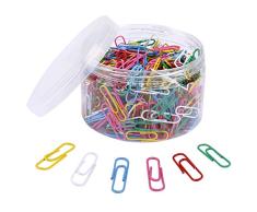 Trombones Coloré Papier Clips Métal Paperclip Multicolore Géant Grand Jumbo Trombone Support pour Les Fichiers, Fournitures de Bureau 500 Pièces 33mm dans une Boîte Transparente