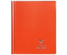 Clairefontaine 556804C - Un cahier à spirale Koverbook 160 pages 17x22 cm 90g lignées avec marge, couverture polypro (plastique) enveloppante transparente, Rouge