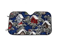 Ula Reed Paravent de Voiture métallique de Noël Pare-Brise Pare-Soleil UV Auto Protector Pare-Soleil fenêtre Avant Pare-Soleil Convient à la Plupart des Voitures familiales universelles 147X118CM