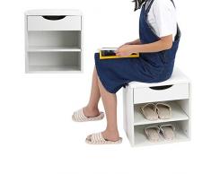 Banc à Chaussures, Organisateur de Rangement pour Chaussures en Bois Siège Rembourré pour Accueil Porte dEntrée ou Couloir
