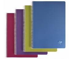 Clairefontaine 329116C - Un cahier à spirale Linicolor 180 pages 21x29,7 cm 90g grands carreaux, Couverture polypro couleur aléatoire
