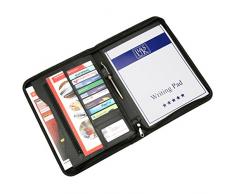 H&S Porte Documents A4, Conférencier Zippé A4, Organiseur, Portfolio en cuir PU Noir