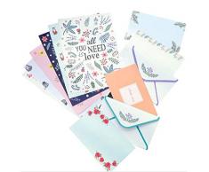 24 Feuilles de Papier à Lettres et 12 Enveloppes, Papiers Lignés avec 6 Motifs Floral Animal Différents, Papier de Correspondance Ensemble Papier à Lettre, pour Cadeaux, Félicitations