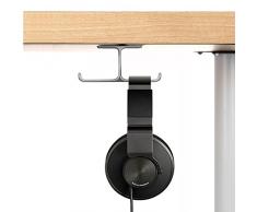 APPHOME Support pour Casque en Aluminium Complet Stand Casque Ecouteurs sous Le Bureau Porte-Casque Adh¨¦SIF 3M (Gris)