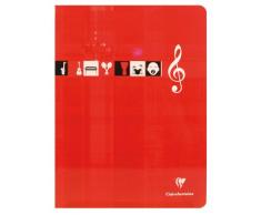 ClaireFontaine 3307C - Un cahier de Musique et chants piqué 48 pages 24x32 cm grands carreaux 90 g et Portées, couverture couleur aléatoire