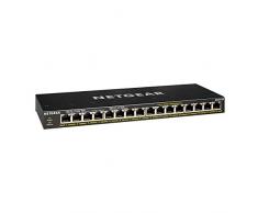 Netgear Switch non manageable PoE 16 ports Gigabit Ethernet (GS316P) - avec 16 ports PoE+ @ 115W évolutifs, bureau/rack/mural, matériau robuste