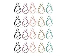 100PCS Trombones en forme de Larme, Signets de Trombones en Métal, Trombones en forme de Goutte deau, pour les Fichiers Papiers Fourniture de Bureau, Maison et École (5 couleurs)