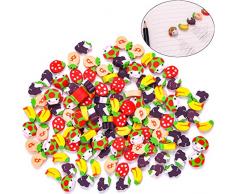 Xinlie Plastic Gommes Plastiques de Très Haute Qualité Gommes à Effacer en Forme Gomme ColoréES et DRÔLes Garçons Filles Jouet à Smiley pour Enfants pour Enfant en Forme de Nourriture(200 PCS)