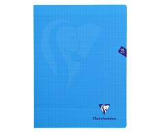 Clairefontaine 323361C - Un cahier piqué Mimesys 96 pages 24x32 cm 90g grands carreaux, Couverture polypro Bleu