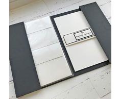 Wagtail Designs Lot de 18 feuilles de papier à lettres de haute qualité avec enveloppes assorties Crème/ivoire uni et boîte noire avec ruban