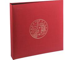 Exacompta - Réf. 96105E - Classeur Numismatique + 5 Feuilles Plastique Transparentes de 43 Cases + 5 Intercalaires en Carte Rouge - 24,5 x 25 cm - Bordeaux