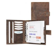 ALMADIH Porte Documents Vrai Cuir, Porte Bloc a5, Portfolio, Organiseur, Agenda d'affaires, chemise de dossier, serviette en cuir , Conférencier, avec Compartiments Intérieurs, marron vintage