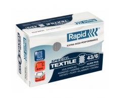 Rapid Agrafes SuperStrong 43/6 Textile, Longueur 6 mm, 10000 Agrafes, Agrafe jusqu’à 14 feuilles, Fil robuste galvanisé, 24872200