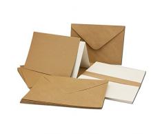 Lot de cartons d'invitation en papier kraft - Vierges - Enveloppes et feuillets séparés inclus - Papier brun recyclé - Format B6 25 Stück marron