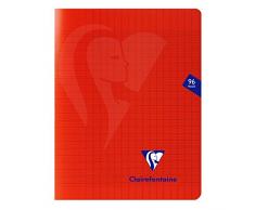 Clairefontaine 333741C - Un cahier piqué mimesys 17x22cm 96 pages grands carreaux, couverture polypro Rouge