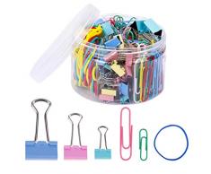 Pinces à Papier en Métal, Coloré Trombones école Bureau de Signet Agrafes de Document Personnel dorganisation, Grands Binder Clips Fournitures de Bureau, 240pcs Tailles Différentes avec Boîte