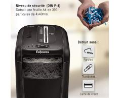 Fellowes Destructeur de document 60Cs, destructeur de papier avec agrafes, trombones et carte de crédit, coupe croisée, corbeille 22L, Capacité : 10 feuilles, idéal pour la maison, noir, 4606101