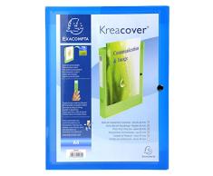 Exacompta 59982E Boîte de classement avec fermeture à pression dos de 4 cm personalisable sur 1 face gamme Kreacover couverture polypro Chromaline7/10e coloris Bleu translucide