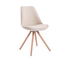 CLP Chaise de Visiteur Toulouse Tissu - Chaise Design Scandinave Ergonomique - Chaise de Salle à Manger Pieds Bois Forme Ronde Crème, Nature