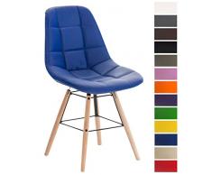 CLP Chaise Visiteur Tammy Moderne Similicuir Siège De Salle dAttente Pieds en Bois I Chaise De Salle à Manger avec Dossier Et Repose-Pied I Couleur: Bleu