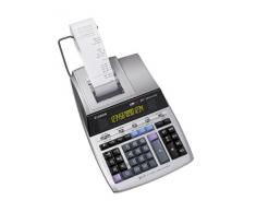 Canon MP1411-LTSC Calculatrice de bureau avec Imprimante à ruban encreur 14 chiffres Ecran rétro-éclairé 2 couleurs Fonction Taxe/Business Finition métal argenté